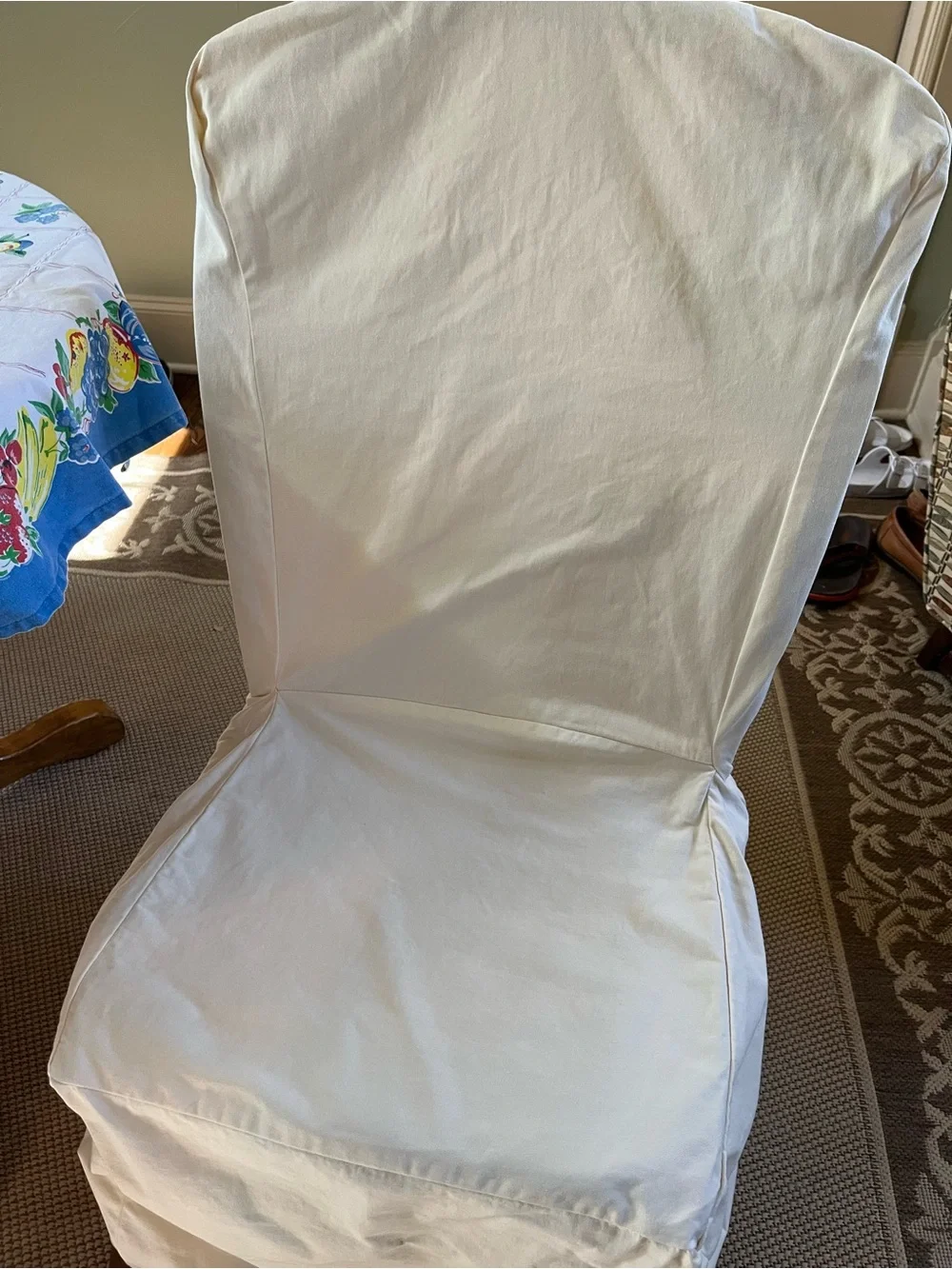 Pottery Barn Loose Fit Dining Chair Cover Side Kitchen Cotton Twill Ivory